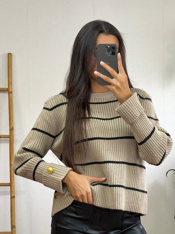 Camisola Riscas/Botão