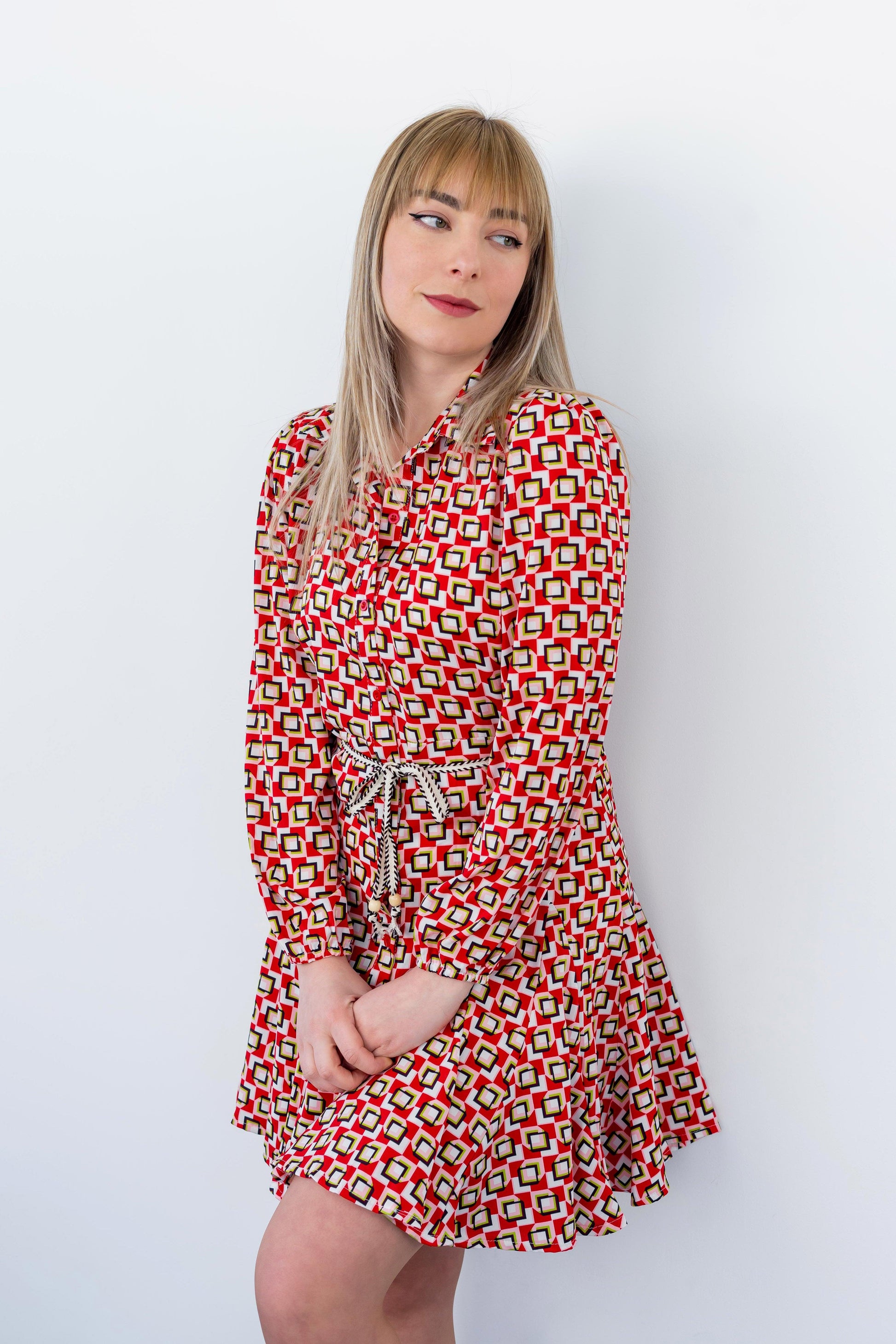 Vestido Squares C/ Cinto - Ville Bee