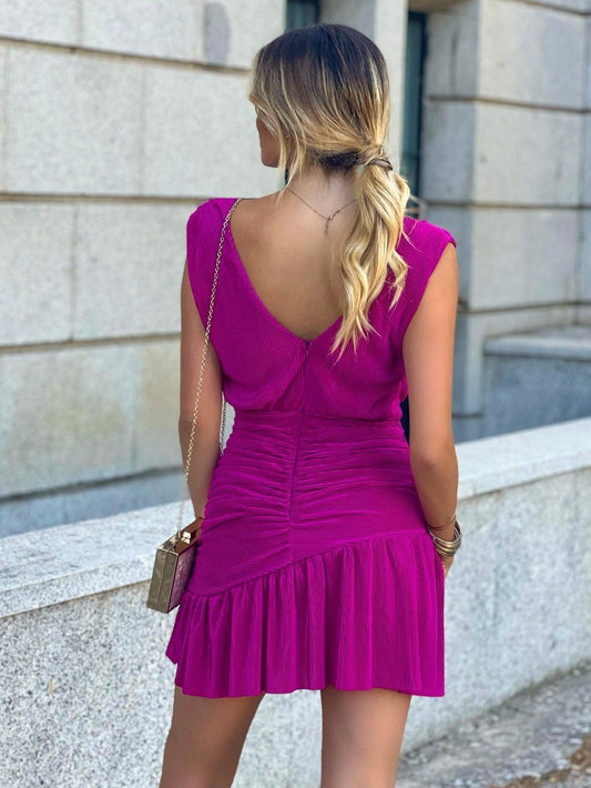 Vestido Plissado c/ Folho - Ville Bee